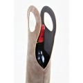 9165B- BROWN WINE BOTTLE CARRIER WITH  (IT'S WINE TIME) MONOGRAMMED 